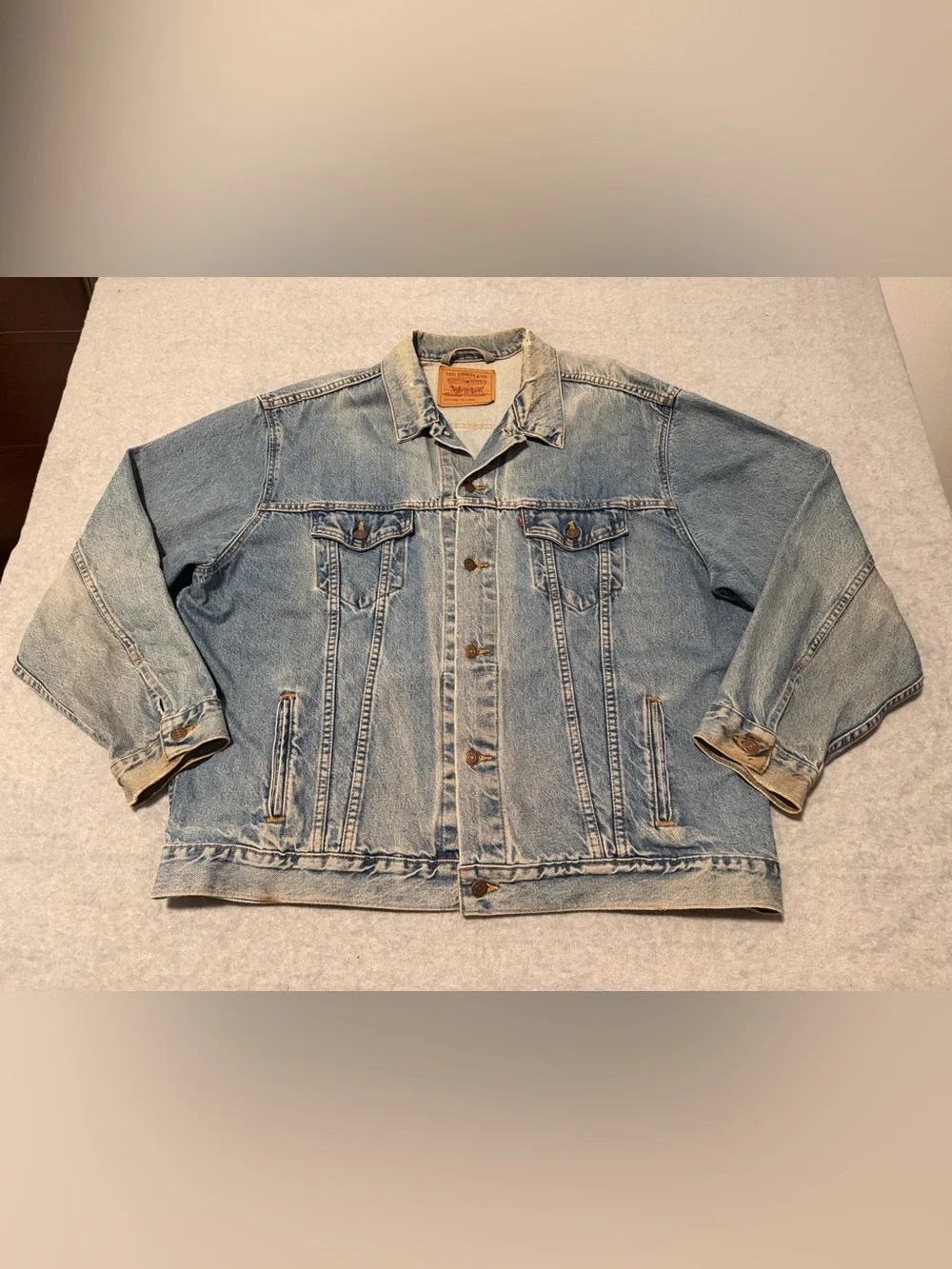 Levi’s Vtg 70507-0389 Trucker Jacket USA Made 1997 90s Denim Mens XXL Light Wash